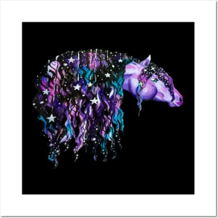 Watercolor Galaxy Horse Posters and Art